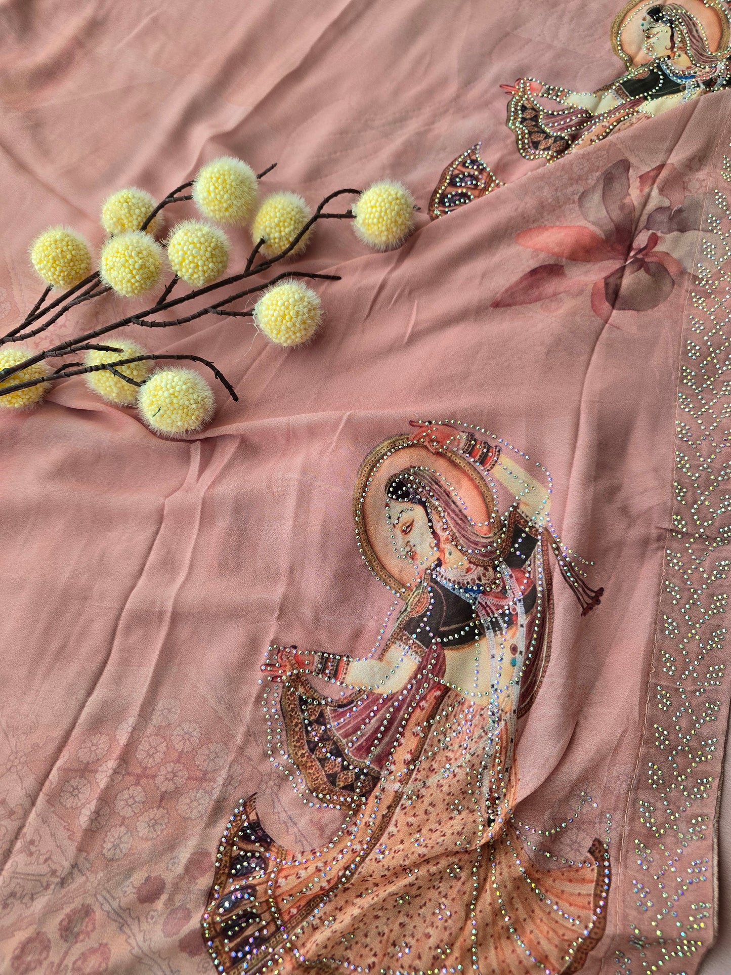 Maheshwari Floral Print Chiffon Saree