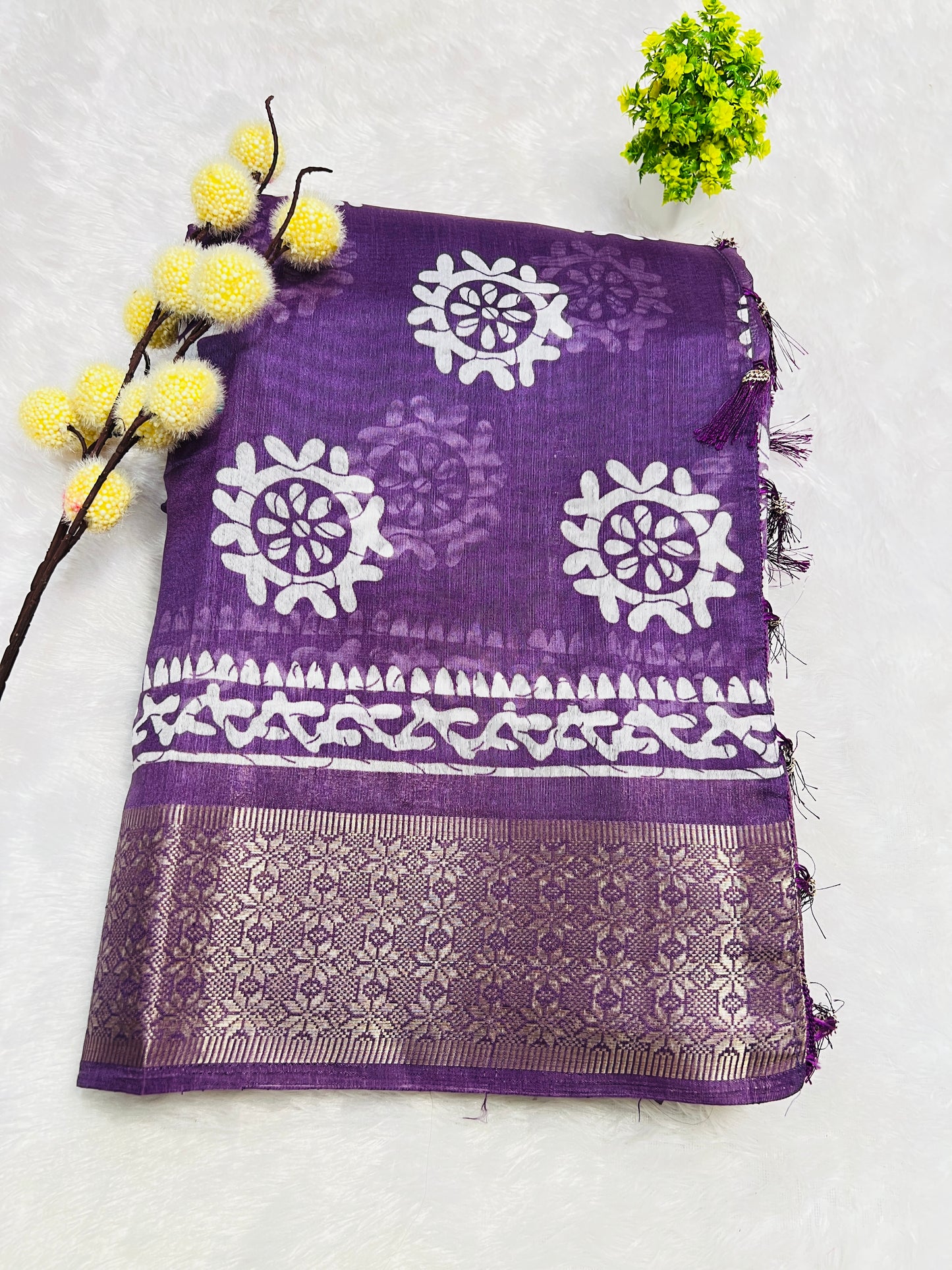 Royal Purple Printed Saree