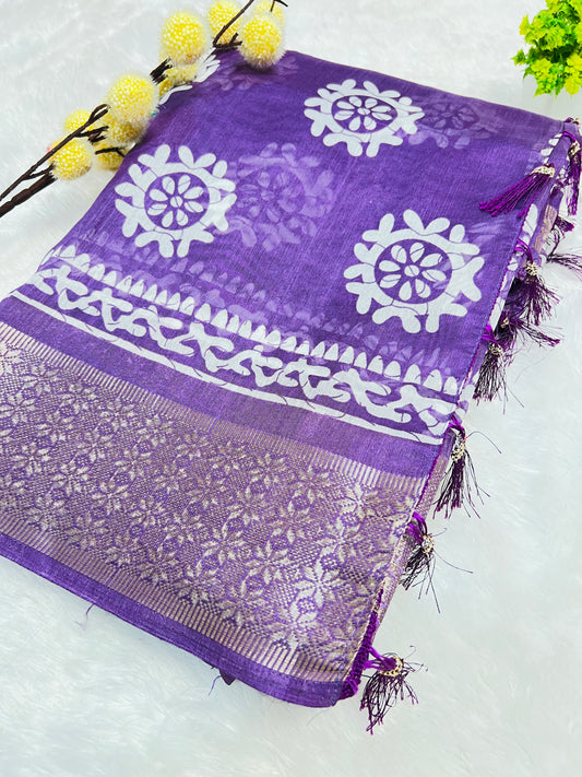 Royal Purple Printed Saree