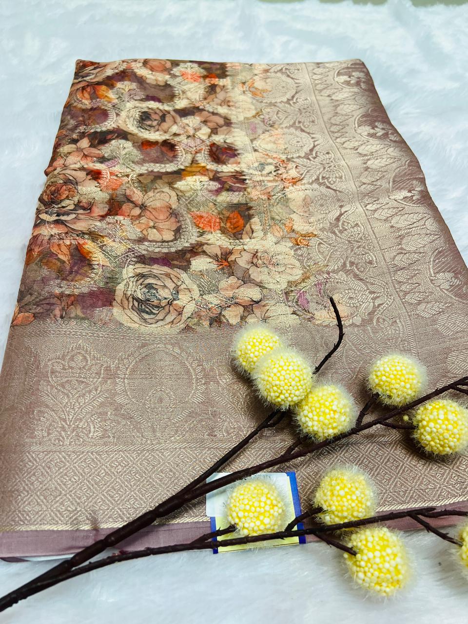 Multi Color Digital Printed Soft Silk Saree-7