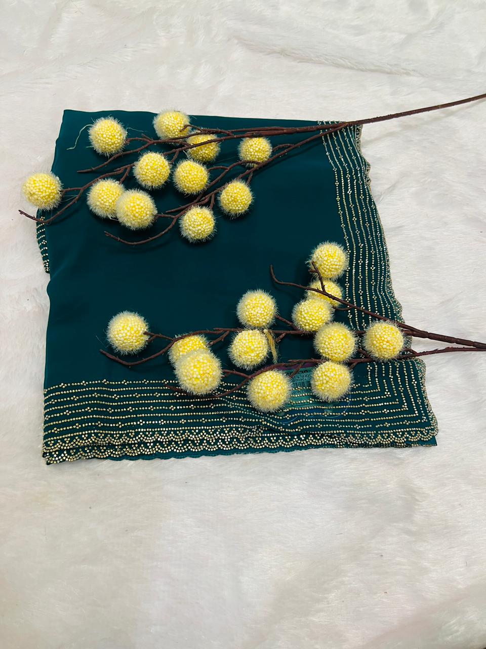 Blue Digital Printed Soft Silk Saree