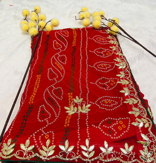 Festive Chunadi Bandhej Print Saree