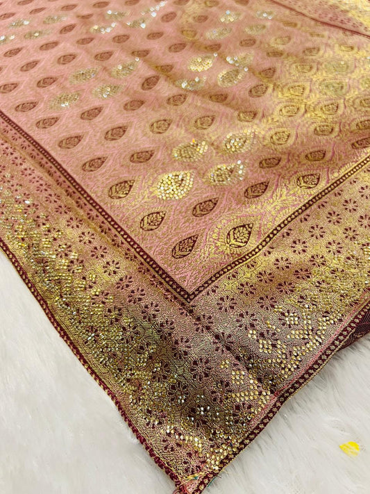 Banarasi Silk Saree with Zari Leaf Motifs
