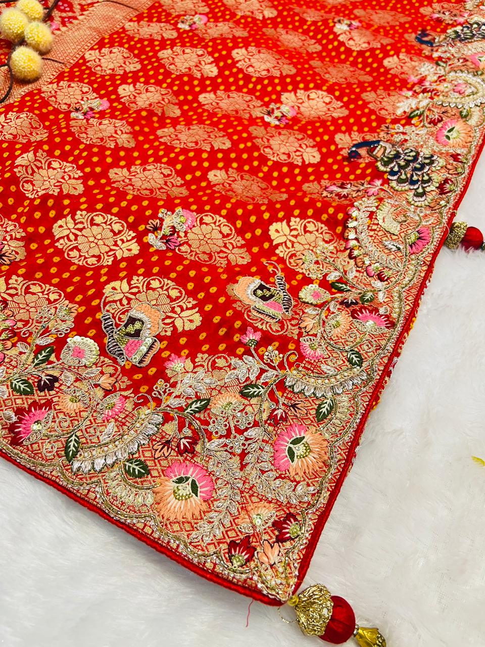 Beautiful Parrot Handwork Saree
