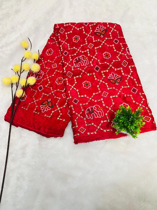 Rajasthani Bandhani Floral Saree