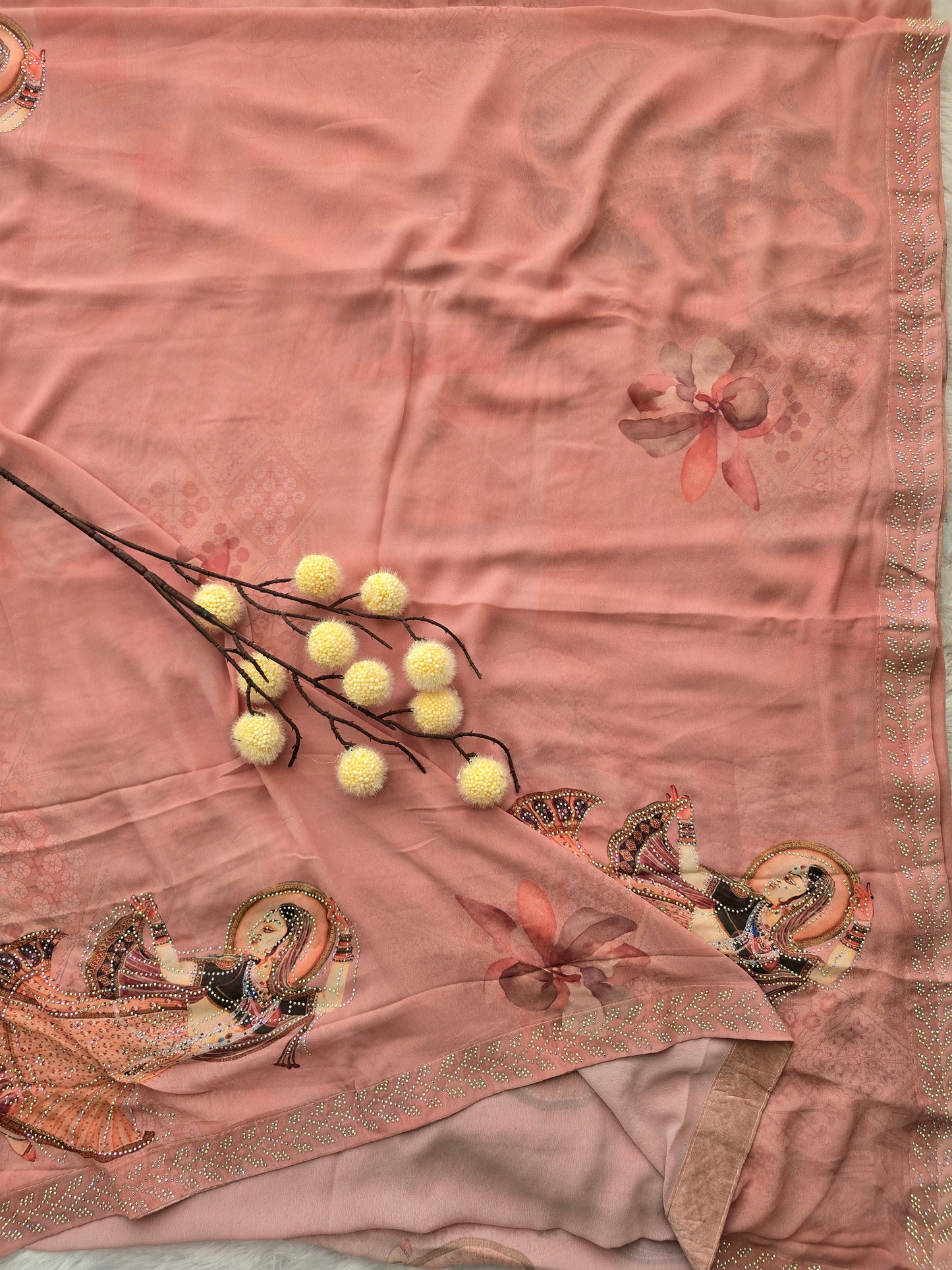 Maheshwari Floral Print Chiffon Saree