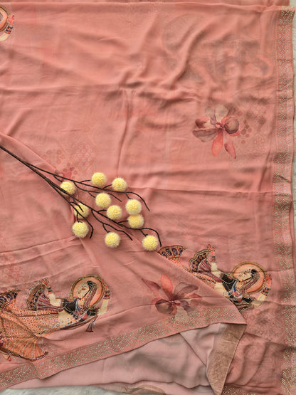 Maheshwari Floral Print Chiffon Saree