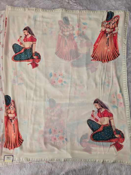 Ethnic Figure Print Party Wear Saree