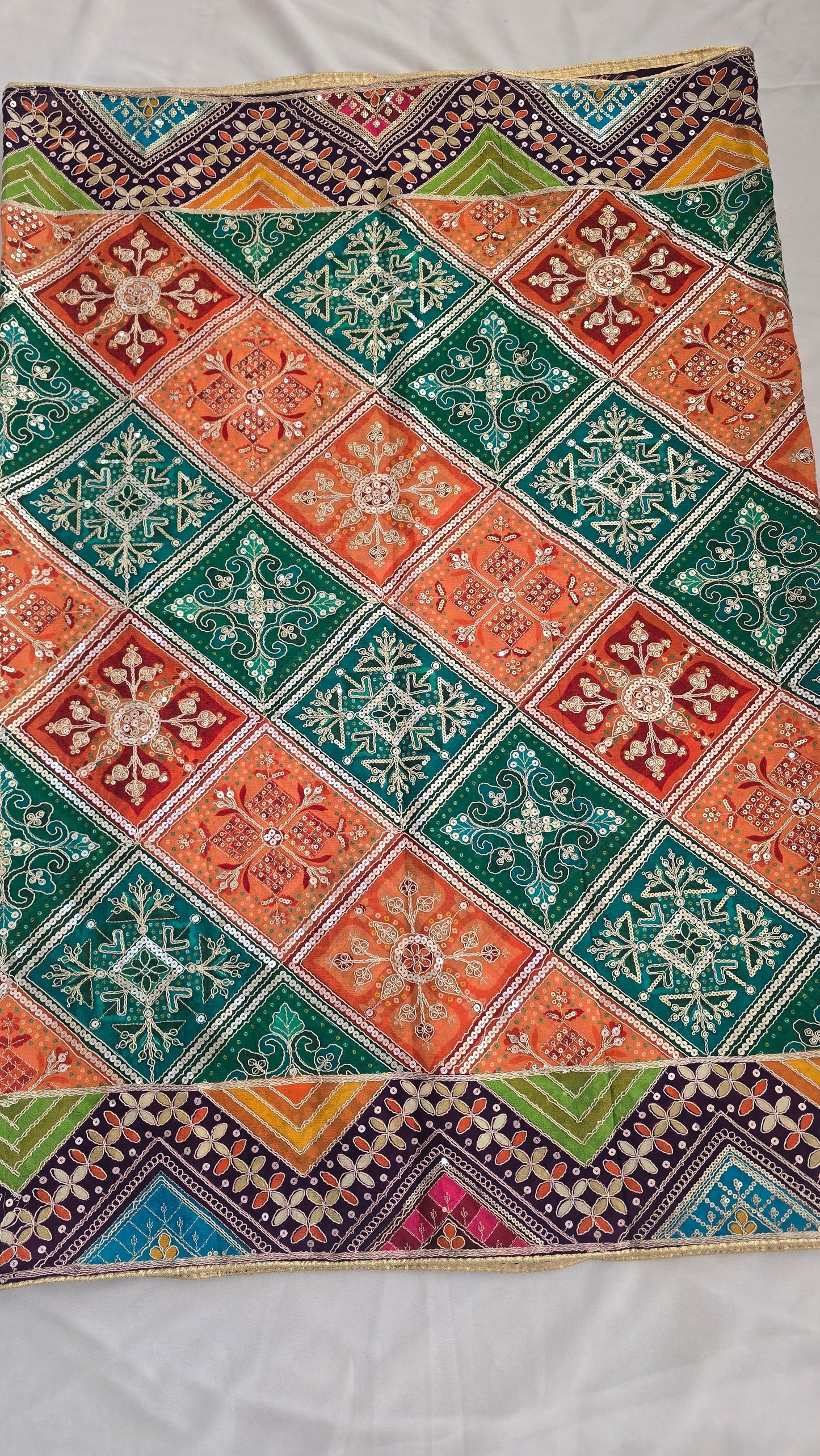 Multi-Color Patchwork Dupatta mirror-work