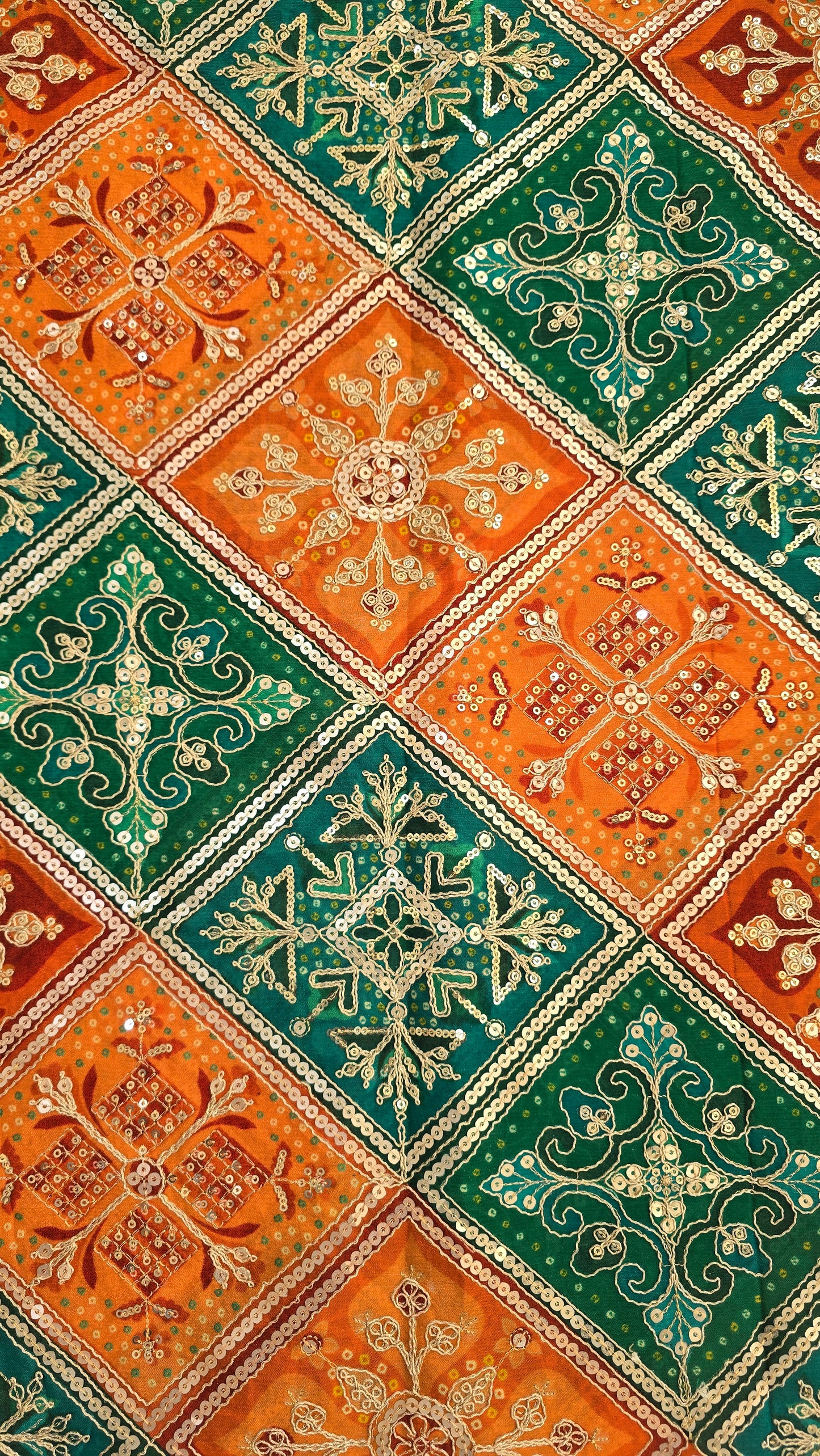 Multi-Color Patchwork Dupatta mirror-work