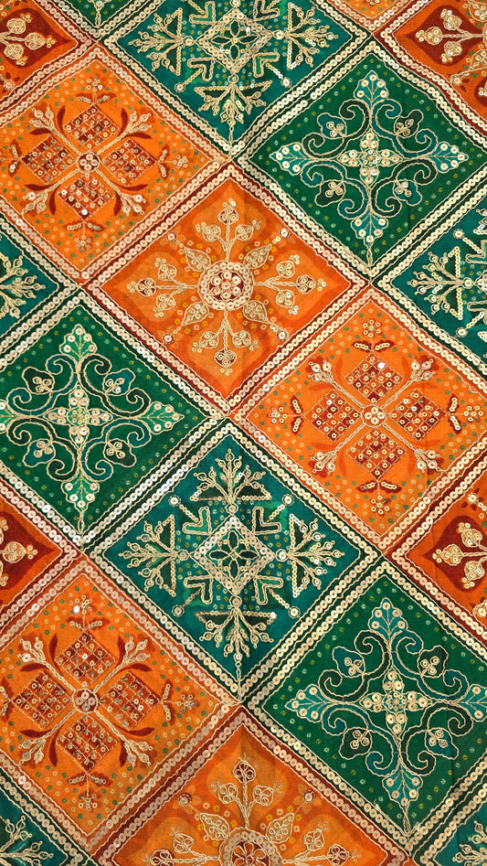 Multi-Color Patchwork Dupatta mirror-work