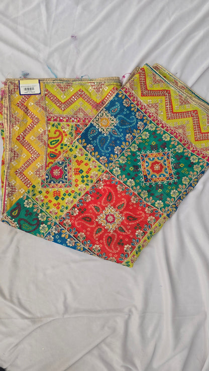 Multi-Color Patchwork Dupatta mirror-work