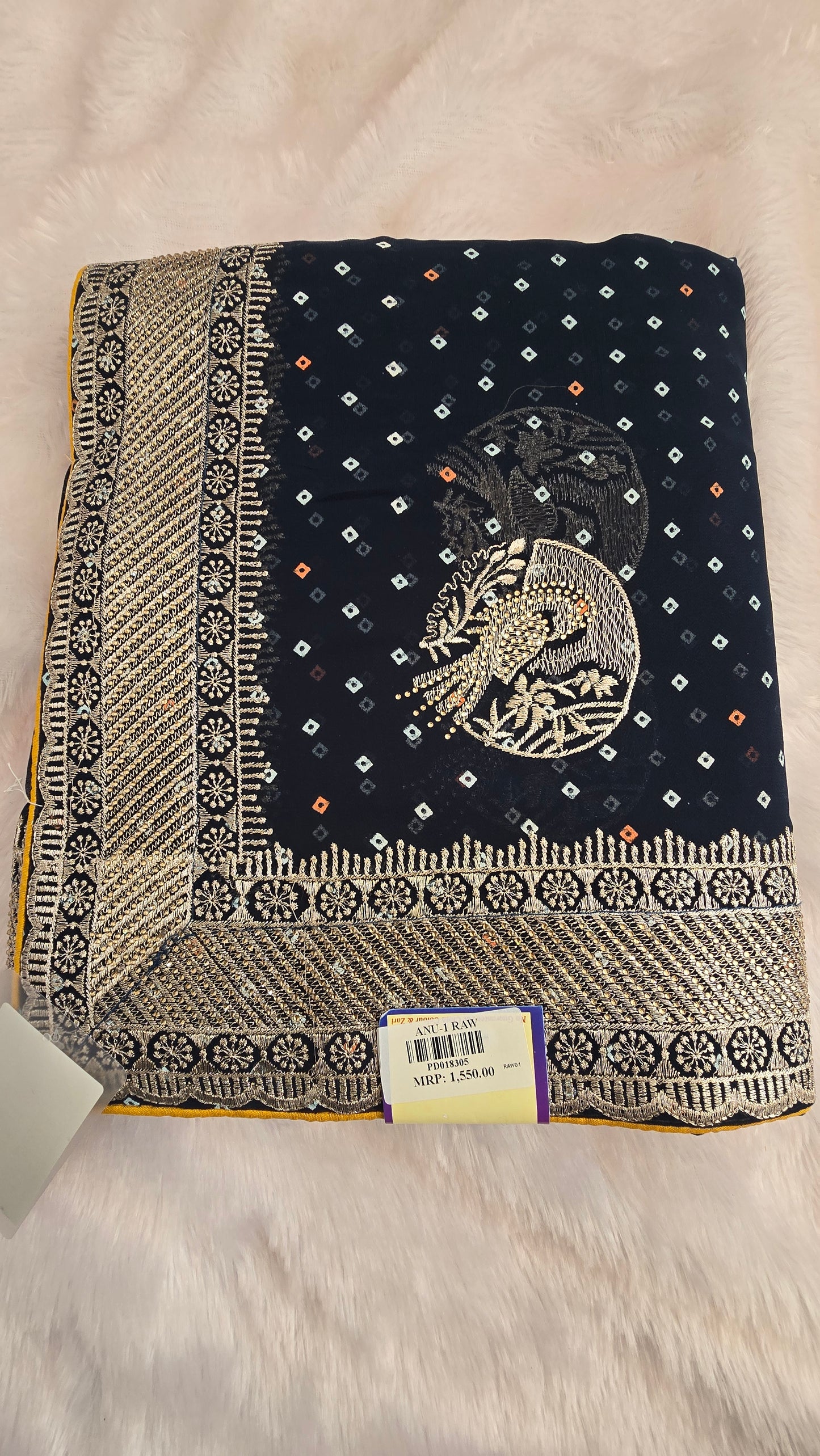 Black Bandhani Embroidered Georgette Saree