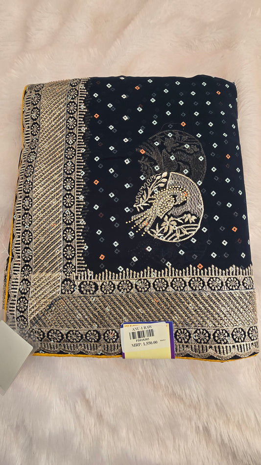 Black Bandhani Embroidered Georgette Saree