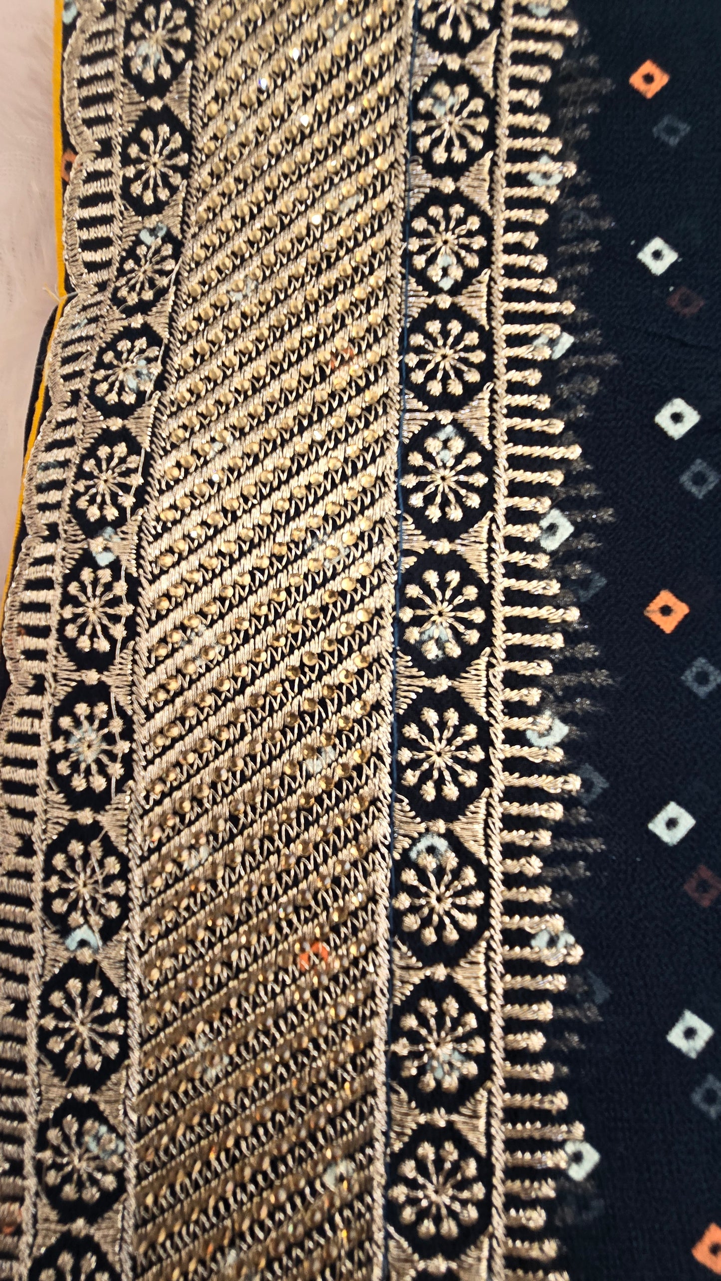 Black Bandhani Embroidered Georgette Saree