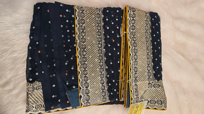 Black Bandhani Embroidered Georgette Saree