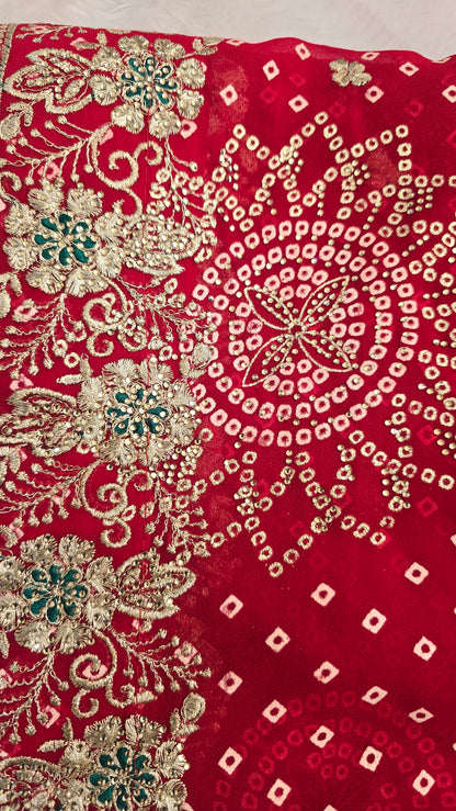 Traditional Bandhani Saree with Heavy Zari