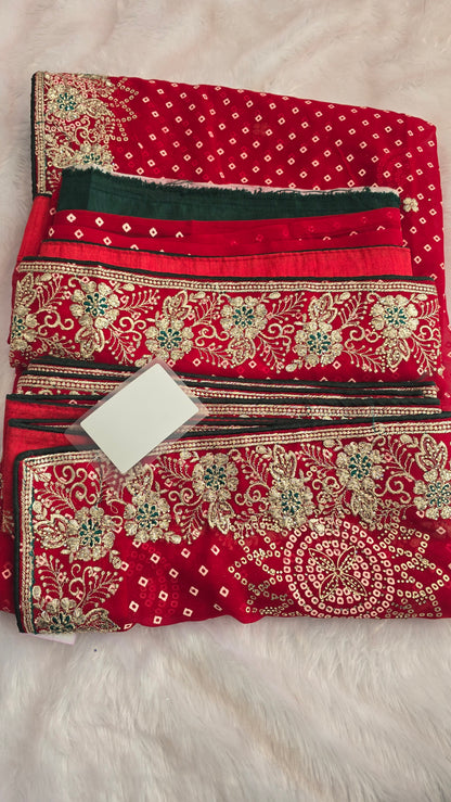 Traditional Bandhani Saree with Heavy Zari