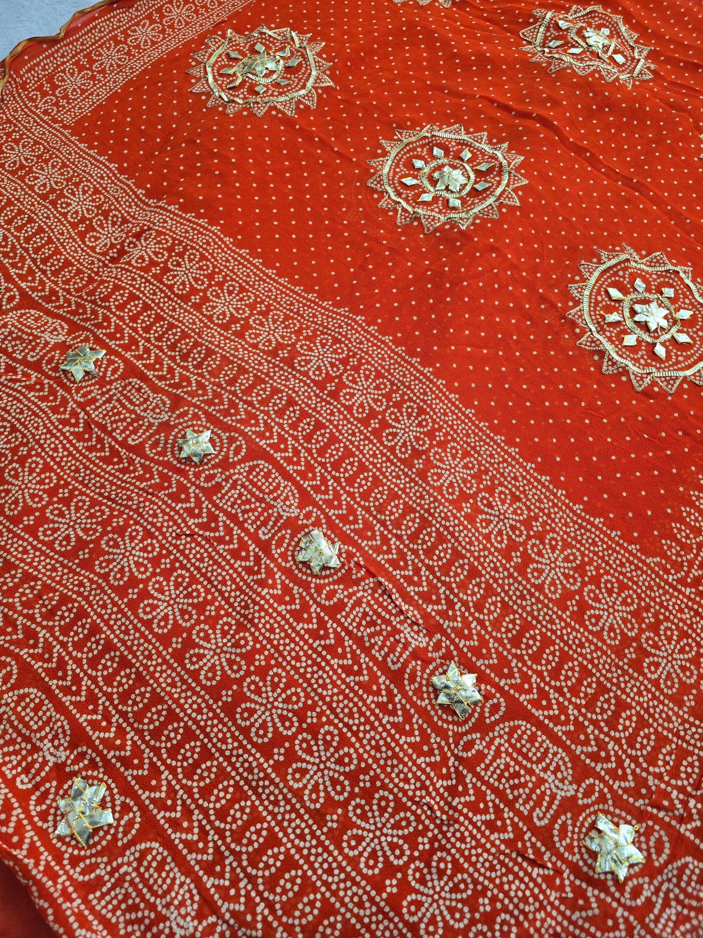 Kache Gotta bandhani saree