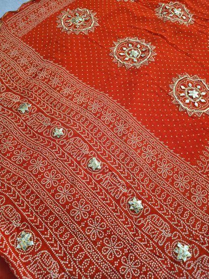 Kache Gotta bandhani saree