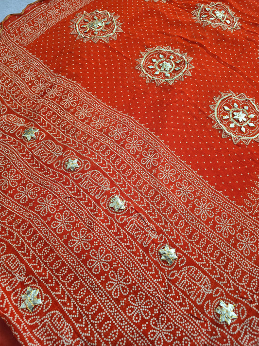 Kache Gotta bandhani saree