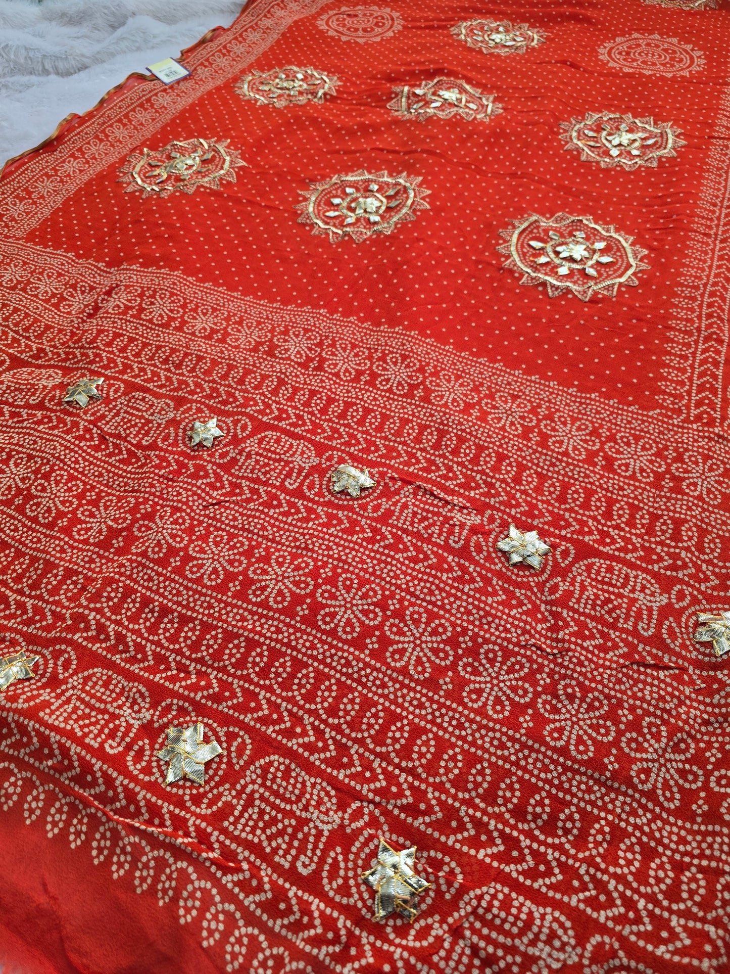 Kache Gotta bandhani saree