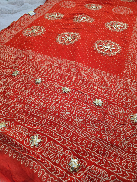 Kache Gotta bandhani saree