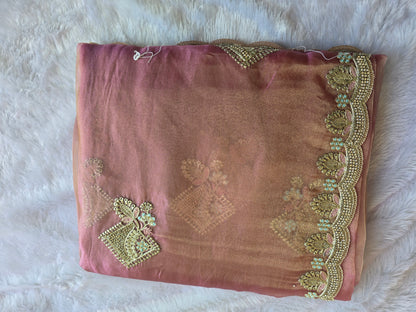 Pink Silk Embroidered Saree (Copy)