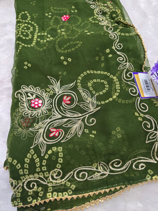 Geen Bandhani Embroidered Saree