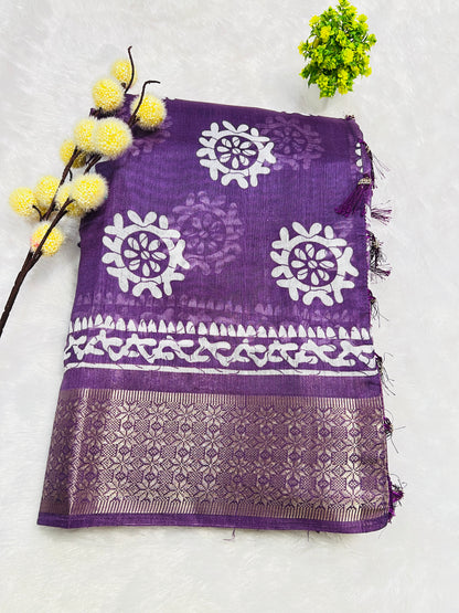 Royal Purple Printed Saree