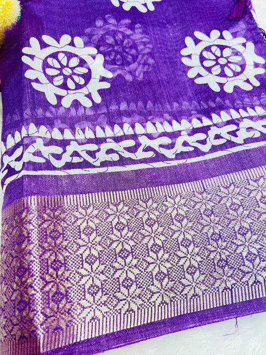 Royal Purple Printed Saree