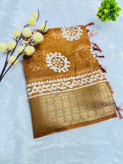Golden Mustard Printed Saree