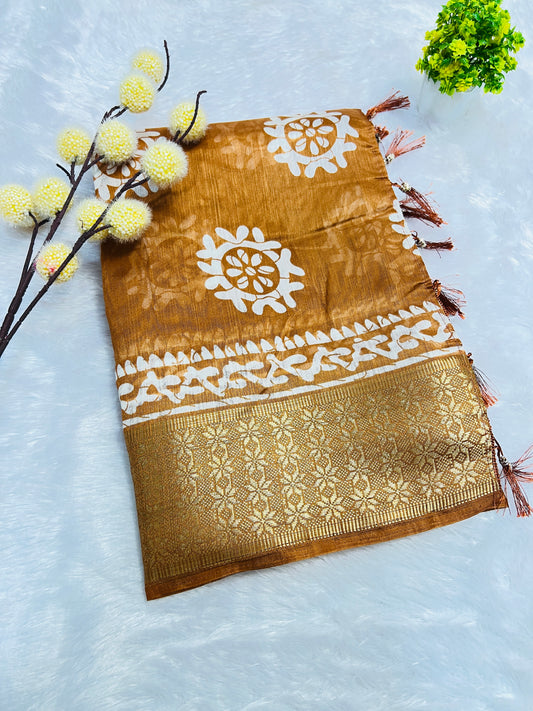 Golden Mustard Printed Saree