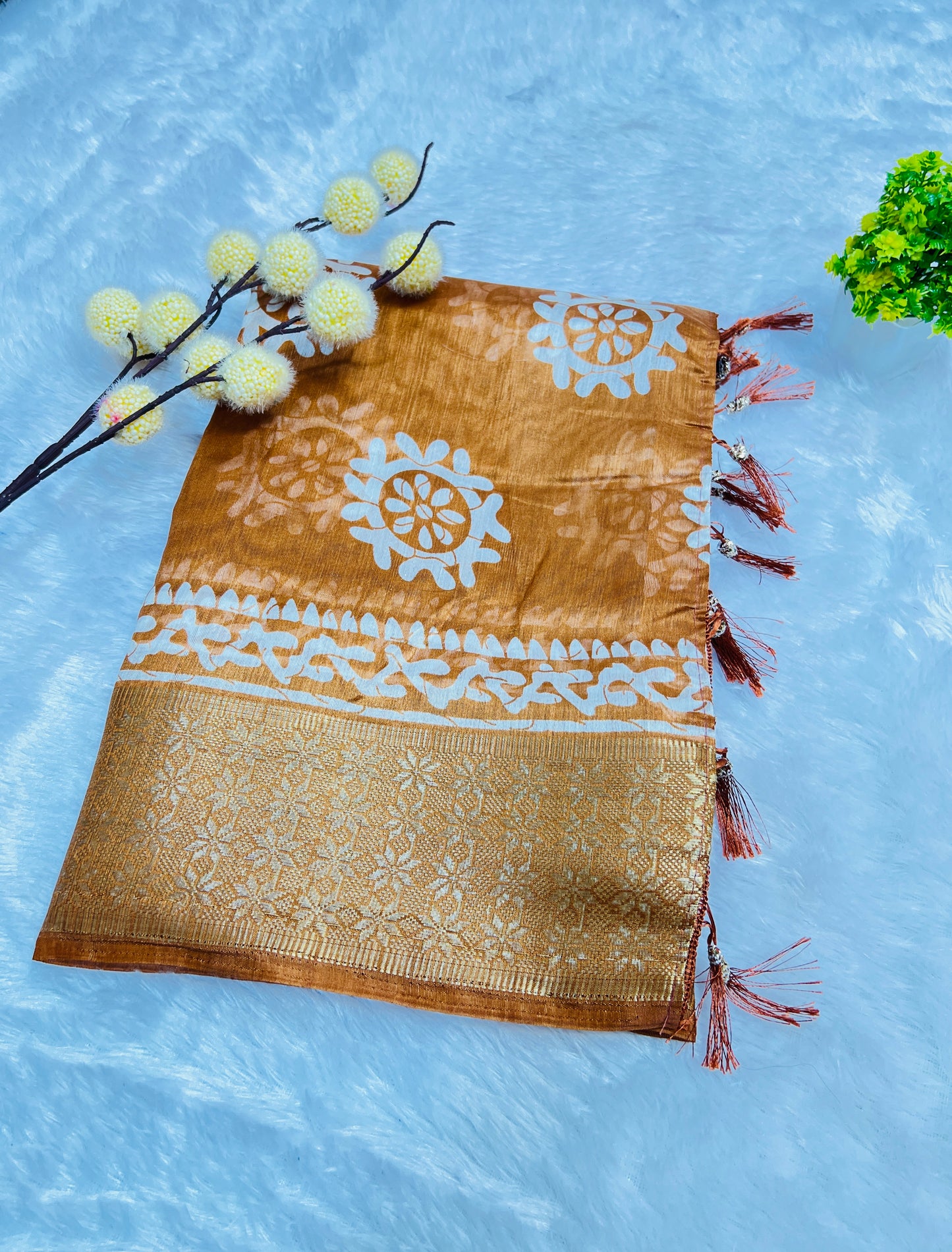 Golden Mustard Printed Saree