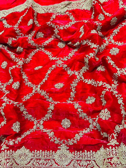 Red Designer Embroidered Saree