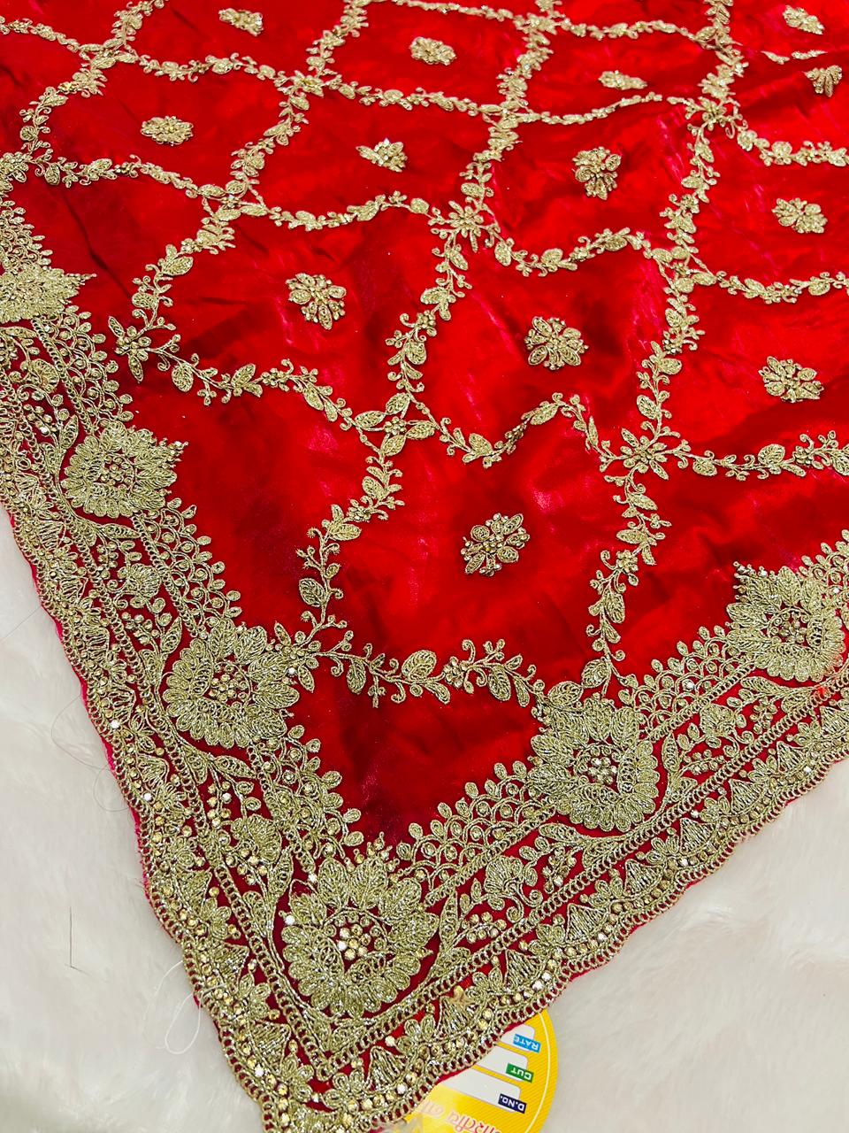 Red Designer Embroidered Saree