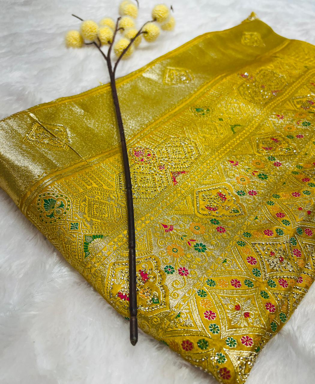 Pure Banarasi Katan Silk Saree with Meenakari Work