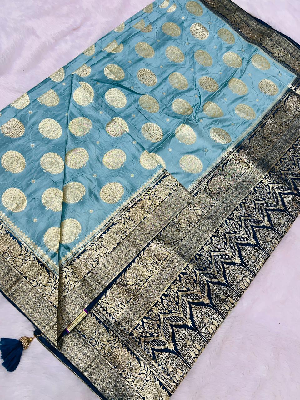 Banarasi Katan Silk Saree with Zari Meenakari Weaving