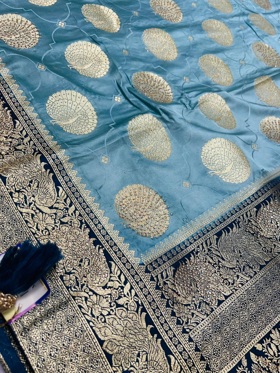 Banarasi Katan Silk Saree with Zari Meenakari Weaving