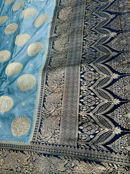 Banarasi Katan Silk Saree with Zari Meenakari Weaving
