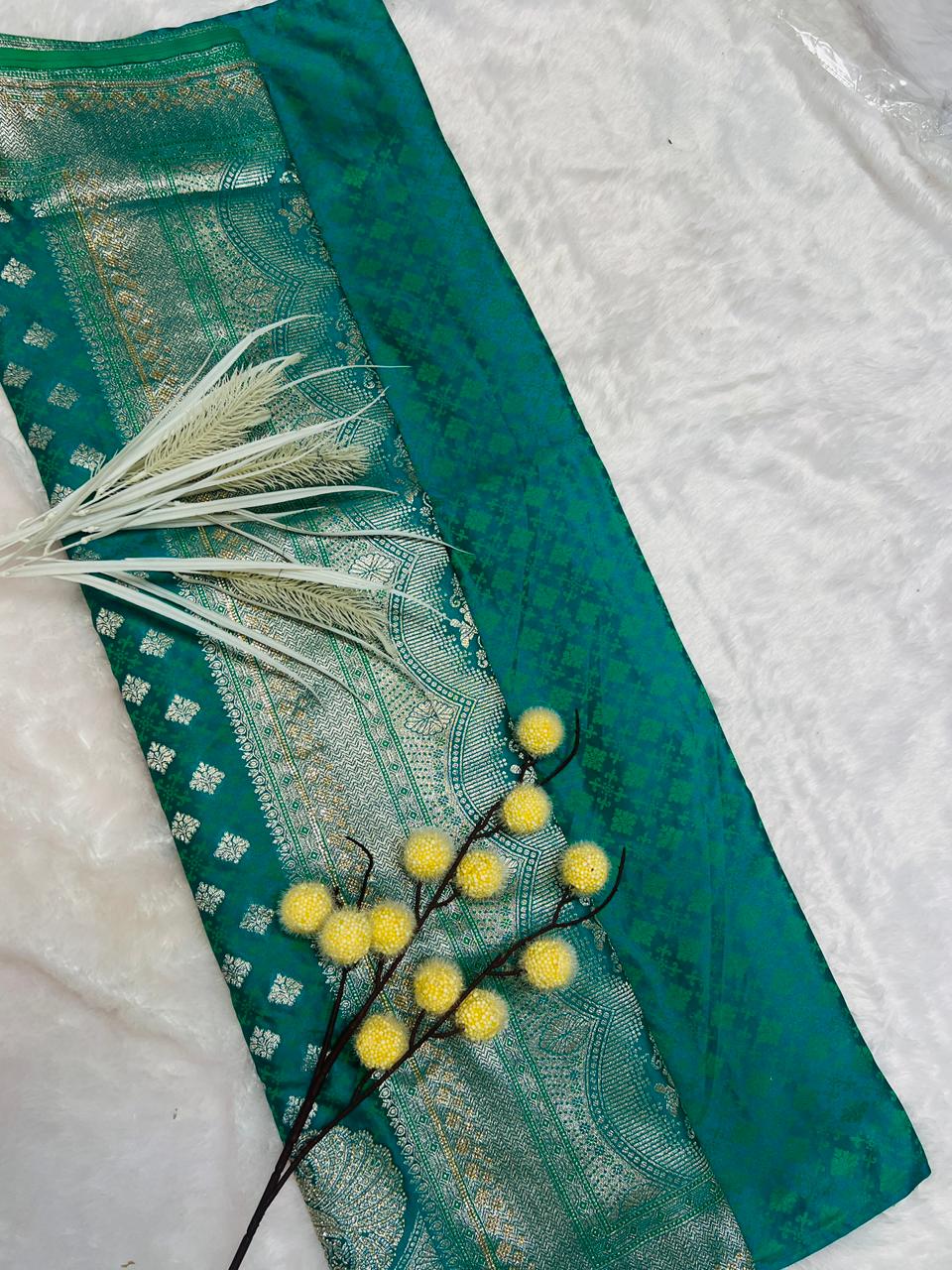 Banarasi Silk Saree with Zari Buta & Traditional Border