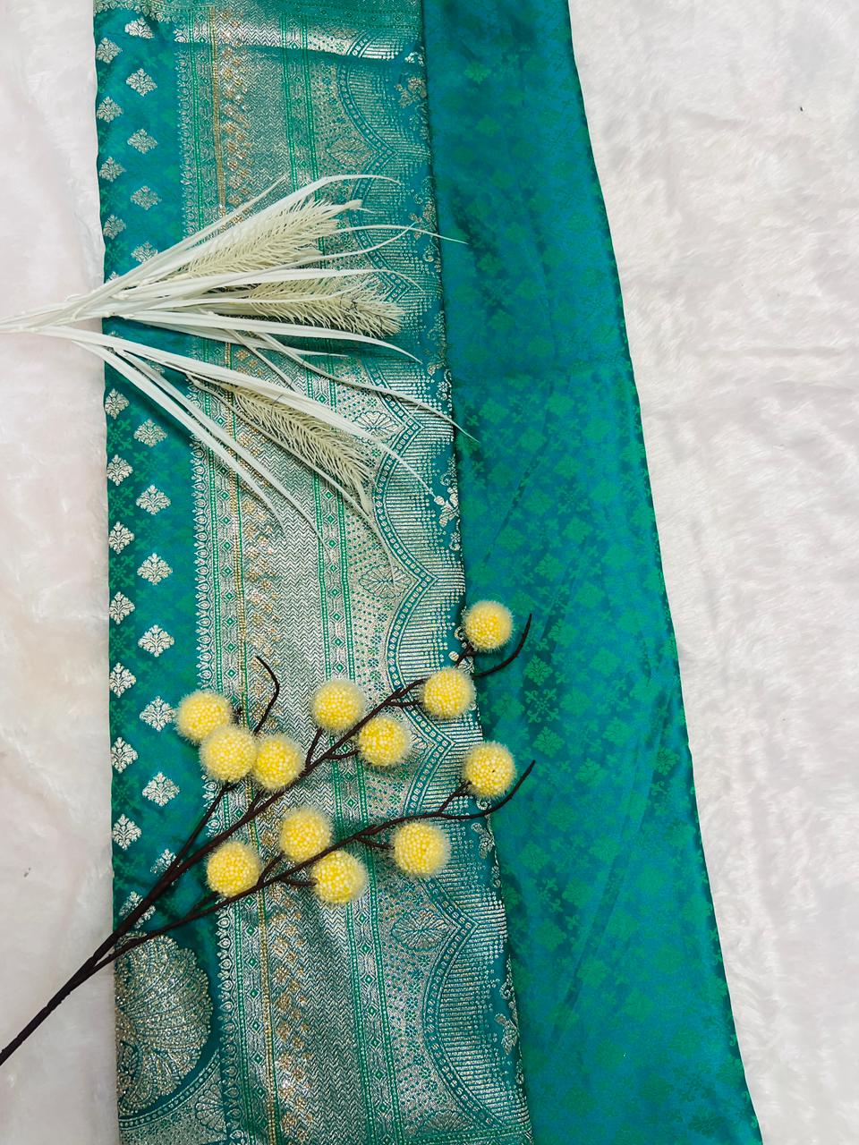 Banarasi Silk Saree with Zari Buta & Traditional Border