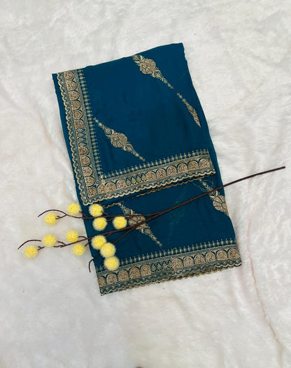 Green Zari Embroidered Traditional Saree