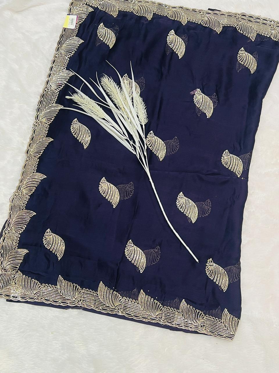 Purple Heavy Embroidered Peacock Motif Saree