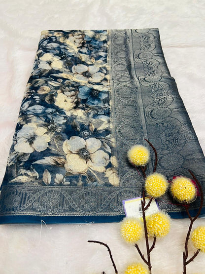 Multi Color Digital Printed Soft Silk Saree-3