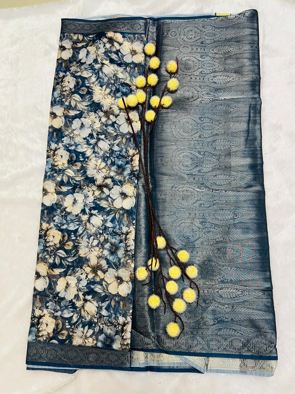 Multi Color Digital Printed Soft Silk Saree-3