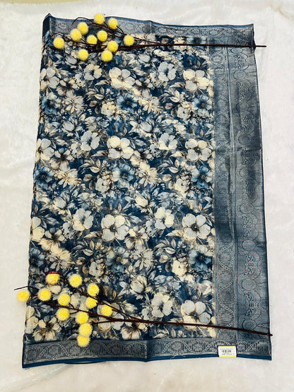 Multi Color Digital Printed Soft Silk Saree-3