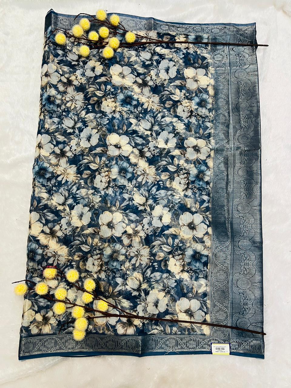 Multi Color Digital Printed Soft Silk Saree-3