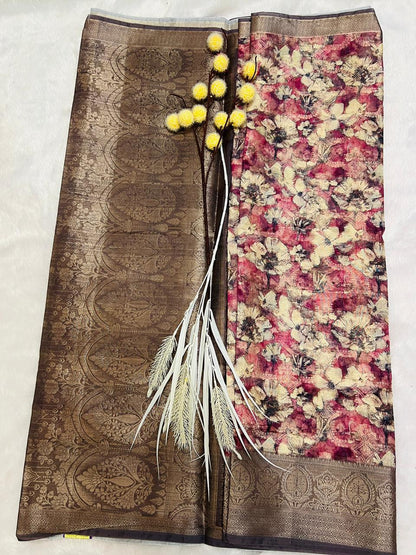 Multi Color Digital Printed Soft Silk Saree-4