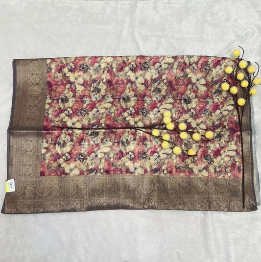 Multi Color Digital Printed Soft Silk Saree-4